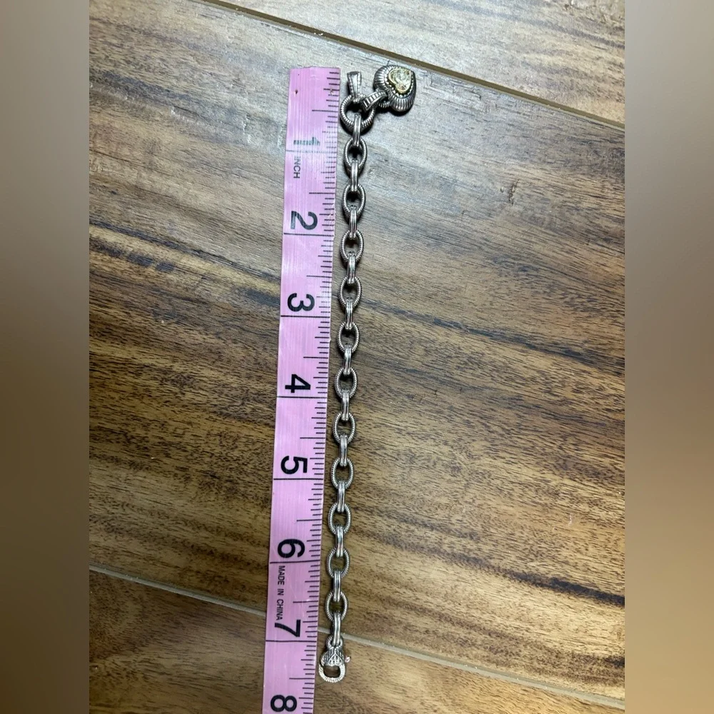 Judith Ripka Sterling Silver 18K Gold with yellow crystal stone heart bracelet - Picture 6 of 6